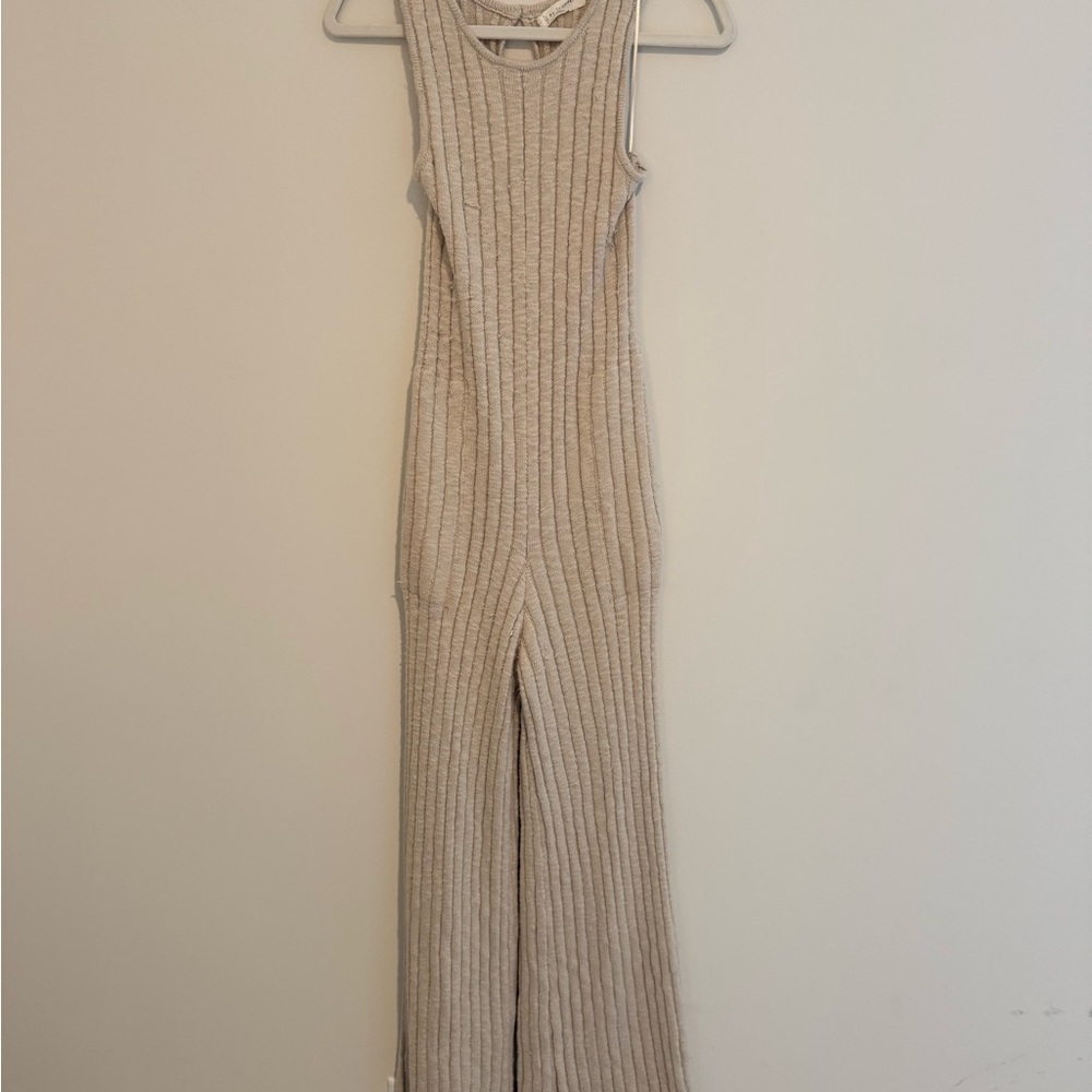 By Together Ribbed Tan Jumpsuit